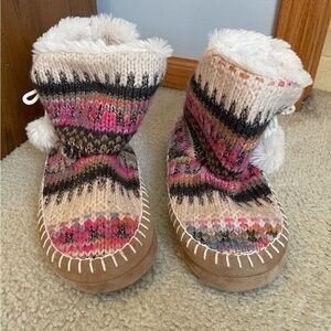 Cozy Multicolor Knit Slipper Boots